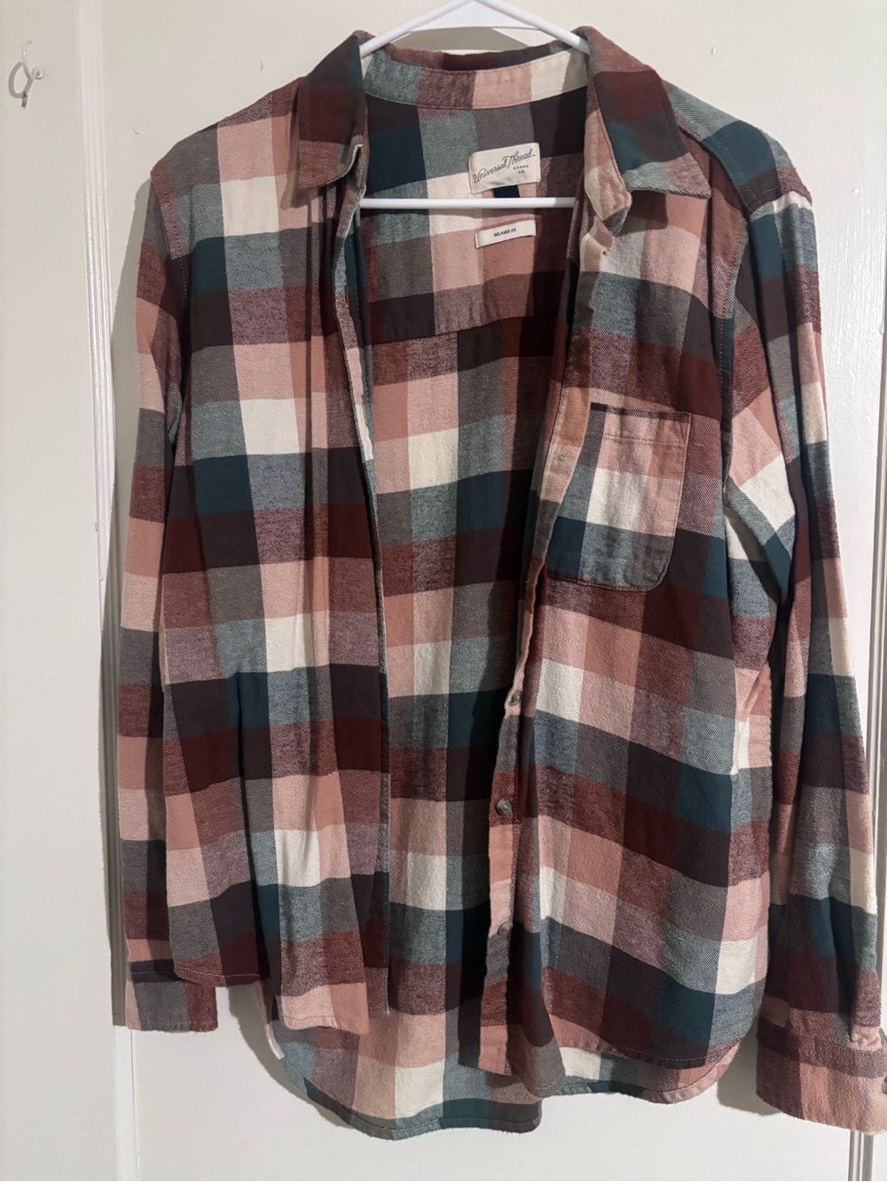 Universal Thread women’s Plaid Button-Down Shirt in Brown, beige & Teal